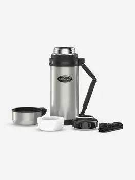 Термос универсальный Биосталь 1500 мл, с ручкой и ремешком, Серебряный