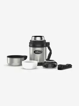 Термос универсальный Биосталь 800 мл, с ручкой и ремешком, Серебряный