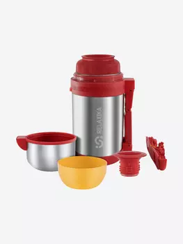 Термос универсальный Relaxika 201 1000 мл, с ручкой и ремешком, Серебряный