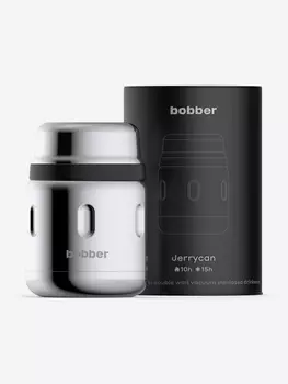 Термос вакуумный для еды BOBBER Jerrycan 470 мл, тепло до 10 часов, зеркальный, Серебряный