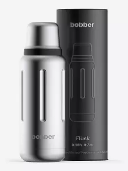 Термос вакуумный для напитков BOBBER Flask 1 литр, тепло до 48 часов, матовый, Серебряный