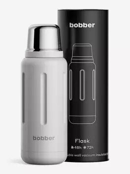Термос вакуумный для напитков BOBBER Flask 1 литр, тепло до 48 часов, серый, Серый
