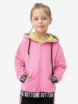 Толстовка для девочки на молнии с капюшоном и карманами розовая Button Blue, Розовый
