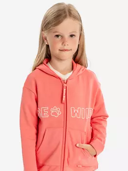 Толстовка на молнии с длинным рукавом, капюшоном и принтом коралловая для девочки Button Blue, Оранжевый