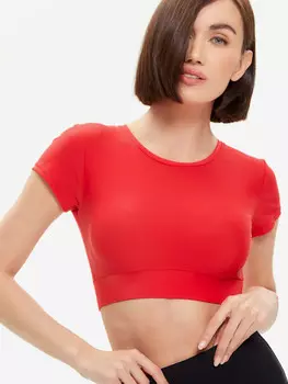 Топ кроп спортивный с рукавом женский Rebelpro, Красный