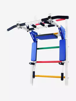 Турник-Брусья-Пресс 3в1 "Мультихват" Усиленный Sportlim "Бело-синий" на шведскую стенку, Белый
