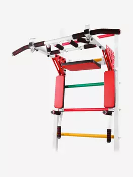 Турник-Брусья-Пресс 3в1 "Мультихват" Усиленный Sportlim "Бело-красный" на шведскую стенку, Белый