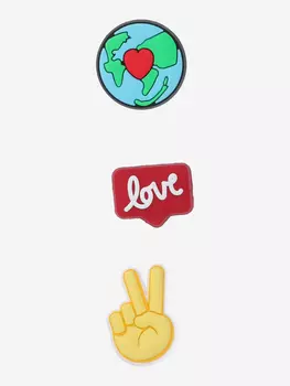 Украшение для обуви Crocs Jibbitz Peace and Love, Мультицвет, размер Без размера