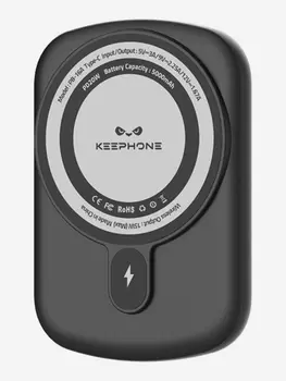 Ультратонкий беспроводной блок питания KEEPHONE Ultra Slim / Быстрая зарядка аккумулятора 5000 мАч Повербанк — Чёрный, Черный