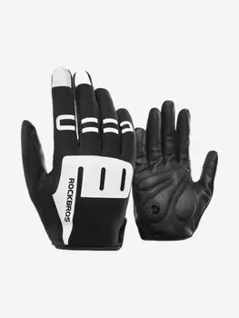 Велоперчатки ROCKBROS Reflective р. S черные. Длинные пальцы. Кожаные со светоотражателями, Черный