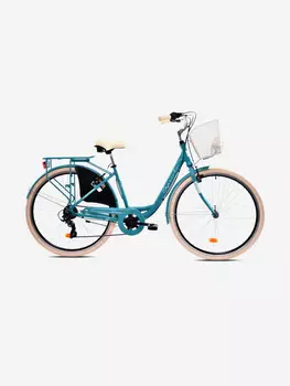 Велосипед CAPRIOLO CITY DIANA STEEL (1 X 6), рама сталь 18'', колёса 28'' (изумрудно-бирюзовый (матовый) - белый), Зеленый