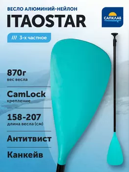 Весло для SUP iTAOSTAR, алюминий, 3х-частное, Зеленый