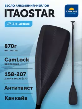 Весло для SUP iTAOSTAR, алюминий, 3х-частное, Черный