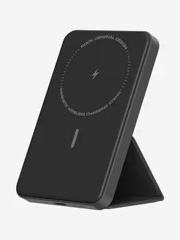 Внешний аккумулятор ROCK P83 Magnetic Holder Wireless Charging Power Bank черный, Черный