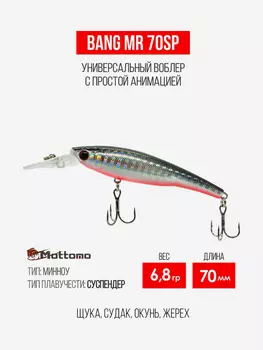 Воблер для рыбалки Bang MR 70SP 6,8g приманка на щуку судака, Мультицвет