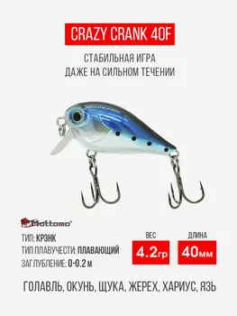 Воблер для рыбалки Crazy Crank 40F 4,2g приманка на голавля, Мультицвет