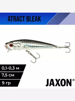 Воблер для рыбалки поппер Jaxon Atract Edar 7,5 см 9 гр плавающий #I, Серебряный