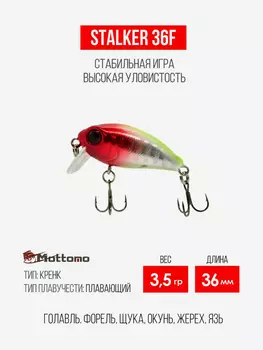 Воблер для рыбалки Stalker 36F кренк на щуку, окуня, форель, Красный