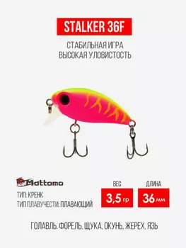 Воблер для рыбалки Stalker 36F кренк на щуку, окуня, форель, Оранжевый