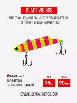 Воблер Mottomo Blade VIB 90S 28g Pink Chartreuse, Розовый
