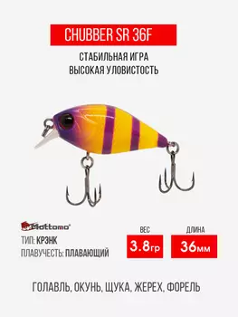 Воблер Mottomo Chubber 36F 3,8g Yellow Violet, Оранжевый