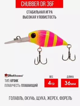 Воблер Mottomo Chubber DR 36F 4g Pink Chartreuse, Розовый