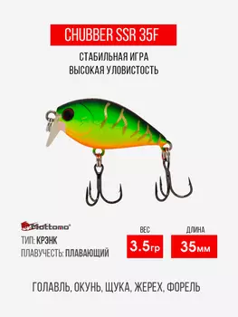 Воблер Mottomo Chubber SSR 35F 3,5g Ghost Tiger, Зеленый