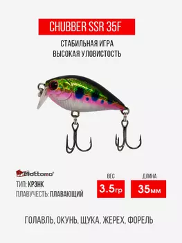 Воблер Mottomo Chubber SSR 35F 3,5g Baby Salmon, Зеленый