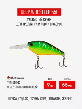 Воблер Mottomo Deep Wrestler 55F 9g Ghost Tiger, Мультицвет