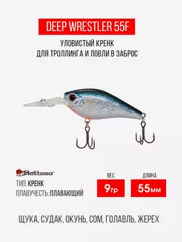 Воблер Mottomo Deep Wrestler 55F 9g Silver Minnow, Серебряный
