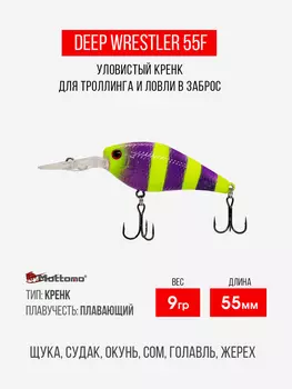 Воблер Mottomo Deep Wrestler 55F 9g Violet Chartreuse, Фиолетовый