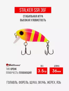 Воблер Mottomo Stalker 36F 3,5g Pink Chartreuse, Розовый