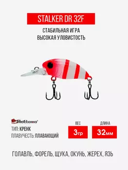 Воблер Mottomo Stalker DR 32F 3g White Red, Розовый