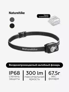 Водонепроницаемый налобный фонарь Naturehike IP68, черный, Черный