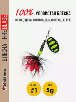 Вращающаяся блесна для рыбалки Mottomo Fire Blade #1 5g Silver 23, Мультицвет
