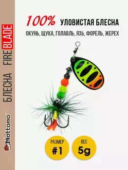 Вращающаяся блесна для рыбалкиMottomo Fire Blade #1 5g Fire Tiger 54, Мультицвет
