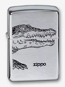 Зажигалка бензиновая ZIPPO 200 ALLIGATOR, Серебряный
