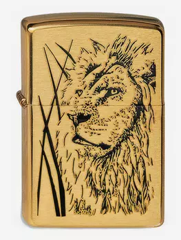Зажигалка бензиновая ZIPPO 204B Proud Lion, Золотой