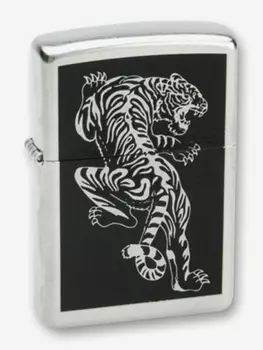 Зажигалка бензиновая ZIPPO 207 Tigre, Серебряный