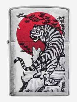 Зажигалка бензиновая ZIPPO 29889 Asian Tiger, Серебряный