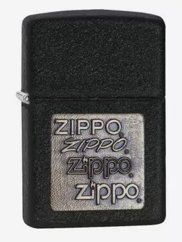 Зажигалка бензиновая ZIPPO 362 Gold Logo Black Crackle, Черный