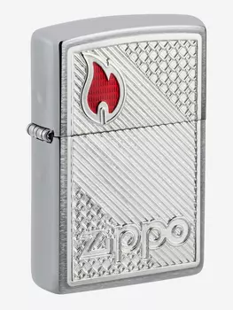Зажигалка бензиновая ZIPPO 48126 Tiles Emblem, Серебряный