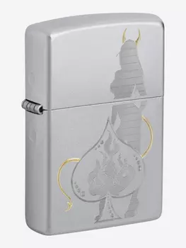 Зажигалка бензиновая ZIPPO 48658 Devilish Ace, Серебряный
