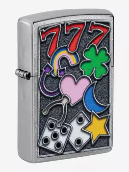 Зажигалка бензиновая ZIPPO 48682 All Luck, Серебряный