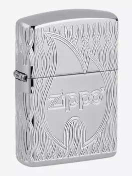 Зажигалка бензиновая ZIPPO 48838 Armor Logo Flame, Серебряный