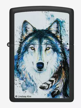 Зажигалка бензиновая ZIPPO 48936 Feed the Good Wolf, Черный