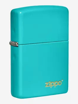 Зажигалка бензиновая ZIPPO 49454ZL Classic Logo Flat Turquoise, Голубой