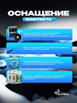 Зимняя удочка, набор ALLVEGA для зимней рыбалки M (10-30 гр), Черный