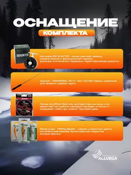 Зимняя удочка, набор ALLVEGA для зимней рыбалки H (20-60 гр), Черный