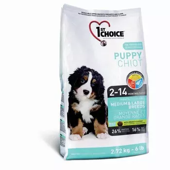 1st Choice Puppy Medium & Large Breeds сухой корм для щенков средних и крупных пород с КУРИЦЕЙ - 7 кг повседневный супер премиум для щенков с курицей породы крупного размера мешок Импортный корм 1 уп. х 1 шт. х 7 кг